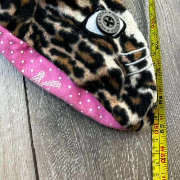 NICK & NORA Small Leopard Animal Print Cat Footed One Piece Pajamas Cozy Warm PJ - Picture 7 of 9